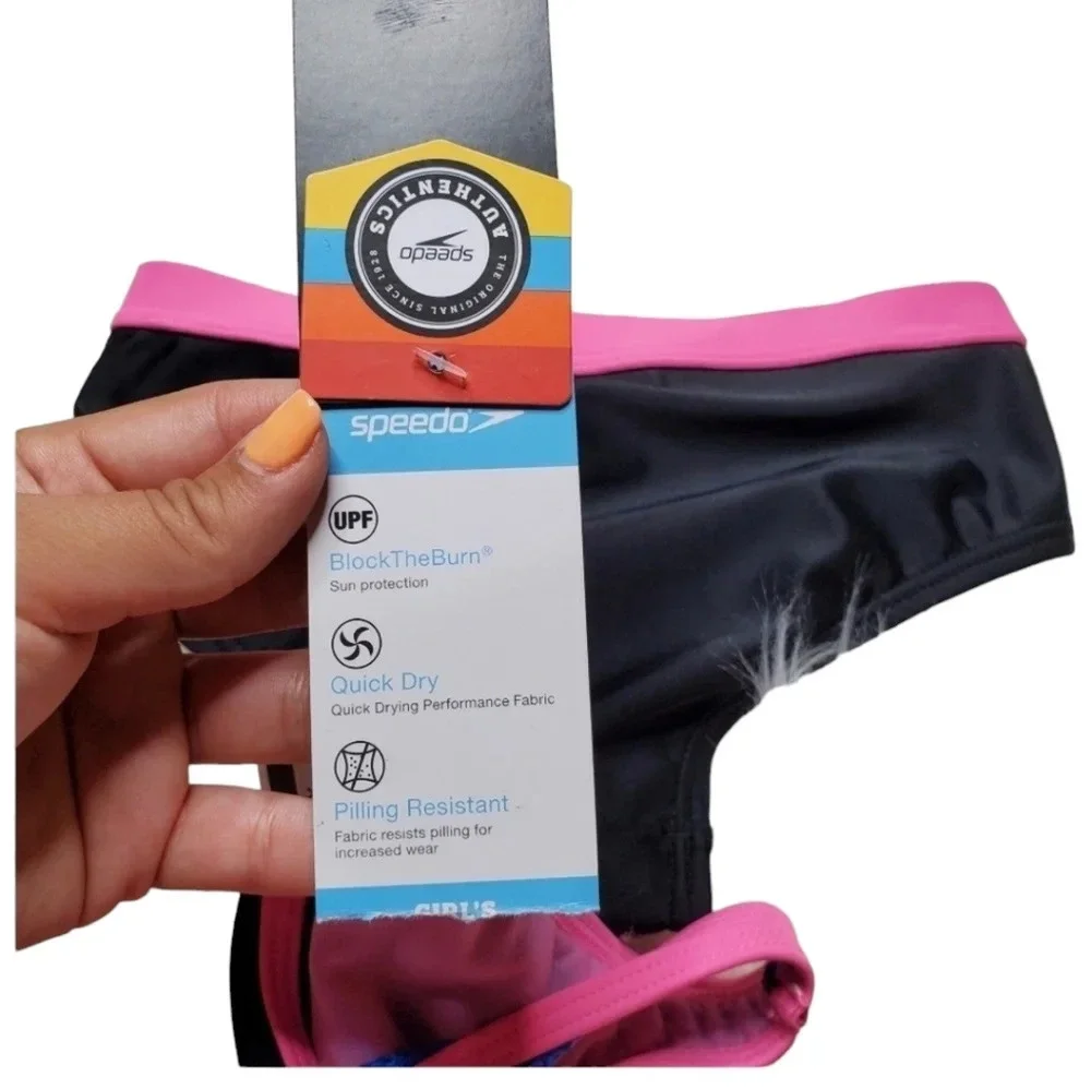 Speedo Girl's Pink/Black‎ 2 Piece Bikini Set
